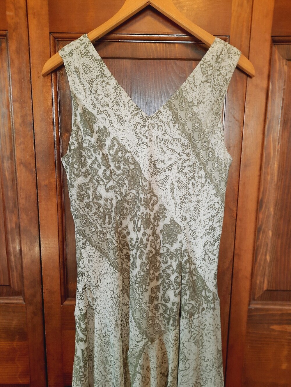 Vintage K Studio Paisley Lace Print Assystemrical Drop Waist Midi Dress Size 14 - Picture 11 of 12